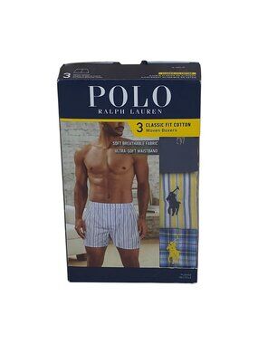 Polo Ralph Lauren 3 Pack Classic Fit Cotton Woven Boxers Soft Breathable Small